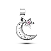 KunBead Jewelry I Love You to the Moon and Back Star Pendant Charm Beads for Bracelets