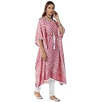 Roop Womens `Kaftan with Leggings Maxi Dress Wrap V Neck 3/4 Sleeve Floral Print Slit Long Dresses