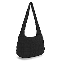 Quilted Tote Bag Puffy Tote for Women, Lightweight Puffy Tote Bag Lattice Pattern Quilted Handbags 18inch Large Capacity Cotton Padding Shoulder Bag 45cm