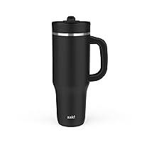 Zak Designs Harmony 2-in-1 Coffee Tumbler for Travel or At Home, 40oz Recycled Stainless Steel is Leak-Proof When Closed and Vacuum Insulated with Handle (Ebony Black)
