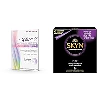 Option 2, Compare to Plan B | Emergency Contraceptive | Morning After Pill, 1 Tablet & SKYN Elite – 36 Count – Ultra-Thin, Lubricated Latex-Free Condoms
