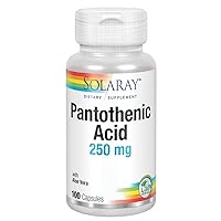Solaray Pantothenic Acid 250mg | Vitamin B5 | Energy Metabolism, Hair, Skin, Nails & Digestive Support, 100ct, 100 Serv.