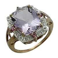 Carillon Amethyst Cushion Shape Natural Non-Treated Gemstone 10K Rose Gold Ring Engagement Jewelry for Women & Men