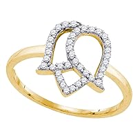 The Diamond Deal 10kt Yellow Gold Womens Round Diamond Tulip Flower Cluster Ring 1/5 Cttw