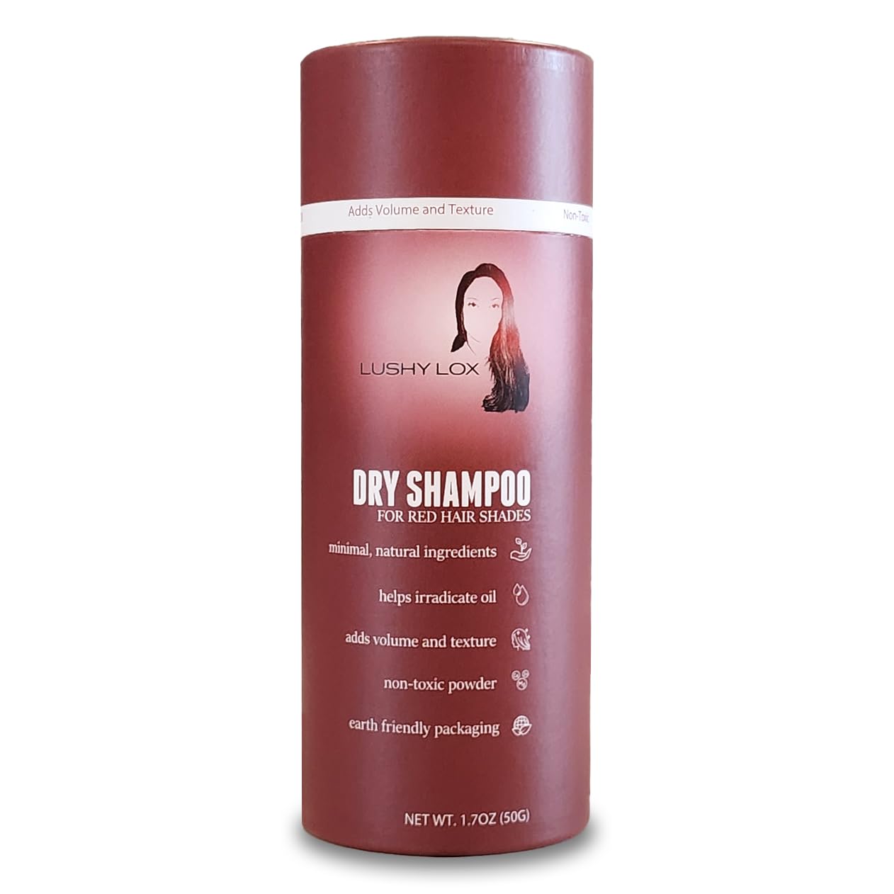 Lushy Lox Dry Shampoo Powder For Red Hair Shades, All Natural Ingredients, Non Aerosol, Non Toxic, Earth Friendly Packaging