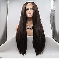 Synthetic Lace Front Wigs Weird Straight Layered Hairstyle 150% Density Heat Resistant Synthetic Hair Ladies Mid Length Lace Front Brown Wig