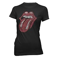 Rolling Stones Distressed Tongue Girls Jr Black