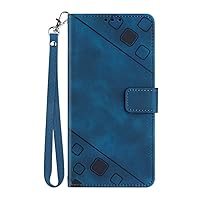 Compatible with Moto G Power 5G 2023 Phone Case Wallet with Credit Card Slots Kickstand and Two Wrist Strap Blue Leather Protective Cover with Embossed Design for Motorola GPower 5G 2023 6.5 inch