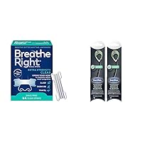 Breathe Right 44 Count Extra Strength Clear Nasal Strips for Sensitive Skin Snoring & Congestion Relief + DenTek 2 Pack Fresh Mint Tongue Cleaners Remove Bad Breath Bacteria