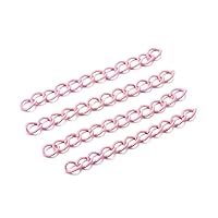 AGCFABS 30Pcs/Pack Metal Paint Extension Chain Colorful Linking Rings Curb Twist Chains for Bracelet Necklace Mask Lanyard Strap DIY Jewelry Making Accessories (Pink)