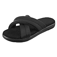 isotoner Zenz Women’s Size 7.0 M Black Satin Pintucked Slip-On Slide Sandal Slippers