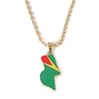 Stainless Steel Guyana Flag Pendant Necklace Women Girls Republic of Guyana Charm Jewelry