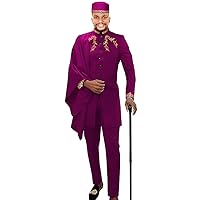 African Men Clothing for Party Wedding Dashiki Printed Coats Ankara Pants and Hat 3 Piece Set Tribal Suit Wax