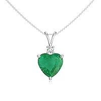 Natural Emerald Heart shaped Pendant for Women in Sterling Silver / 14K Solid Gold/Platinum