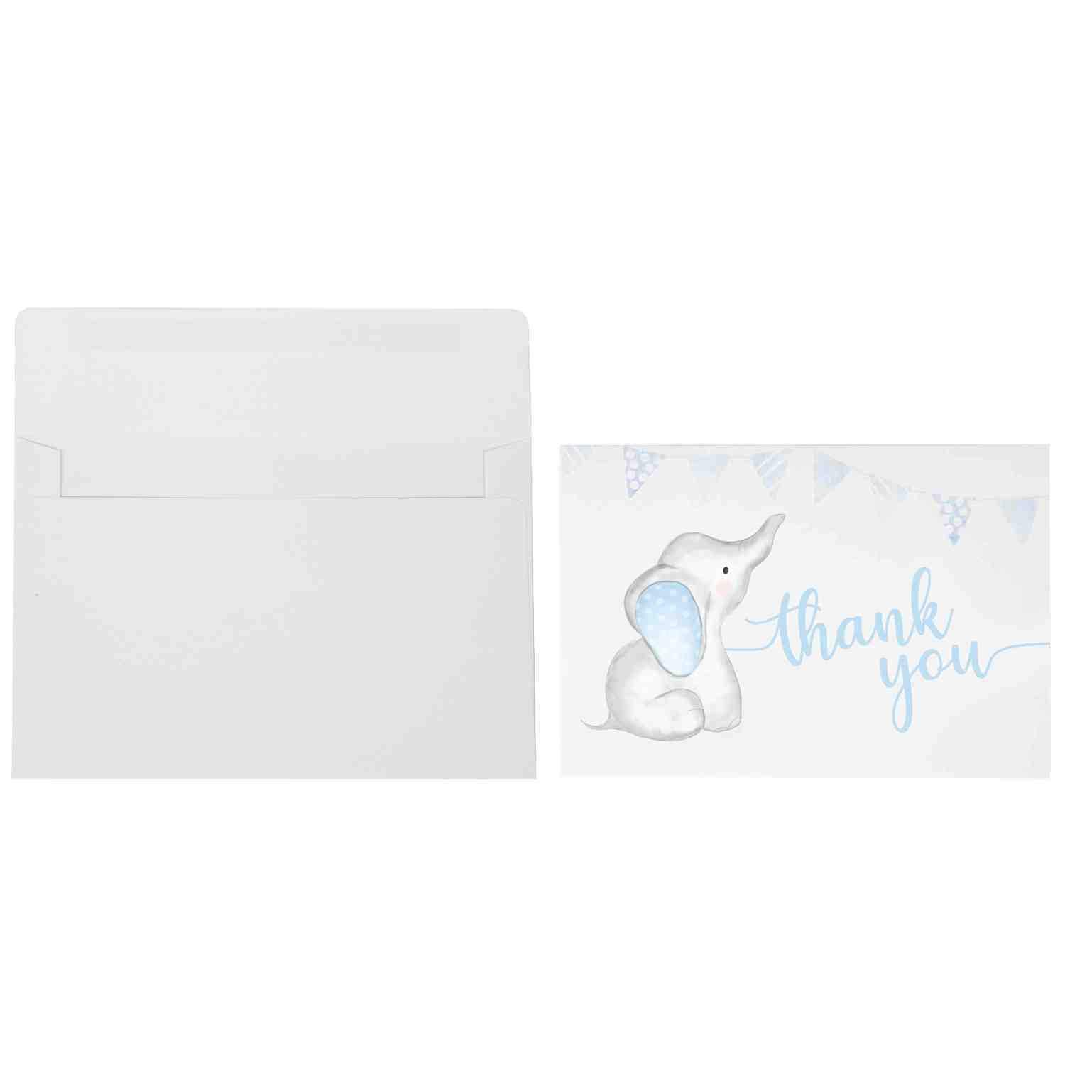 GSM Brands Thank You Cards for Baby Shower with Boy Theme - 20 Cards with Envelopes (4 inch x 6 inch)