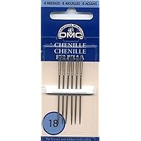 DMC 1768-18 Chenille Hand Needles, 6-Pack, Size 18, Blue