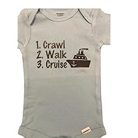 Crawl walk cruise baby onesie ® funny yachting onesie ® bodysuit infant one piece (6-9 months, sky blue)