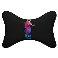 Rainbow Seahorse Car Neck Pillow Super Comfy Car Headrest Pillow Head Neck Rest Support Cervical Pillows