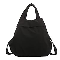 Nylon Tote Bag Simple Nylon Crossbody Bag for Women Large Capacity Sports Gym Tote Bag Portable Travel Handbag Black Shoulder Bag