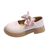 Fashion Four Seasons Children Casual Shoes for Girls Flat Sole Thick Sole Round Toe Solid Color Ribbon Bowknot