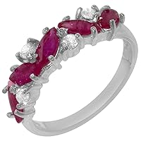 925 Sterling Silver Natural Ruby & Diamond Womens Eternity Ring (0.24 cttw, H-I Color, I2-I3 Clarity)