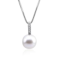 10.5-11.0 mm White Freshwater Cultured Pearl Simply Elegant Sterling Silver Pendant Necklace 18 Inches
