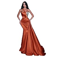 One Shoulder Sequin Mermaid Prom Dress Satin Ruched Ball Gowns Long Evening Formal Party Dress for Women