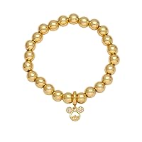 14k Gold Plated Mouse Beaded Ball Bracelet Cute Mice Animal Bead Balls Adjustable Charm Stretched Wrist Bracelets Minimalist Christmas Birthday Jewelry Gifts for Women Girls Men