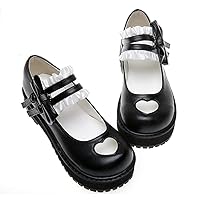 CountryWomen Japanese Sweet Lolita Hollow Heart Maid Cosplay Platform Mary Jane Flat Shoes