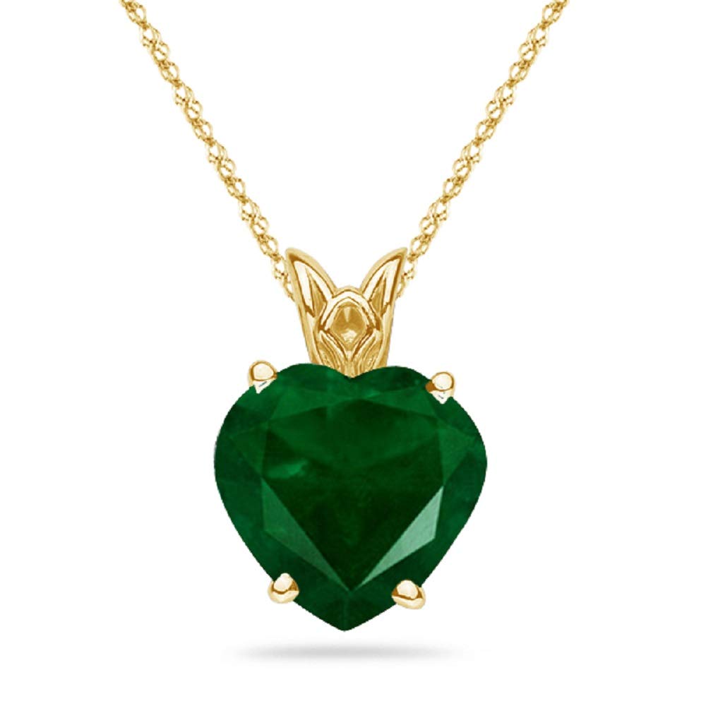 Studs Galore Natural Heart Shape Emerald Scroll Solitaire Pendant in 14K Yellow Gold From 4MM- 5MM