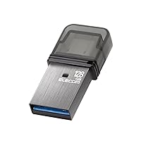 Elecom MF-CAU32128GSV USB Memory, 128 GB, USB 3.2 (Gen1), Type-C Cap, Silver