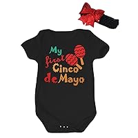 Petitebella My First Cinco De Mayo Maracas Black Baby Bodysuit Nb-18m