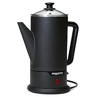 Presto 02815 12-Cup Cordless Stainless Steel Coffee Percolator - Modern Design, Easy Pour Spout, Stay-Cool Handle, Matte-Black
