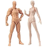Action Figures, 2pcs PVC Moveable Body Action Figures, Mannequin Figure Models for Artists Drawing Collection (Male+Female)