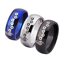 Tungsten Wedding Ring 8mm Width Black/Blue/Silver Dome Legend of Zelda Song Ring Storms & Triforce Design Ring Music Ring- FREE Inside Engraving