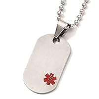 Titanium Medical Jewelry Animal Pet Dog Tag Pendant Stainless Steel Brushed Engravable Fancy Lobster Closure 20inch Necklace 20 Inch Measures 18mm Wide Jewelry for Women