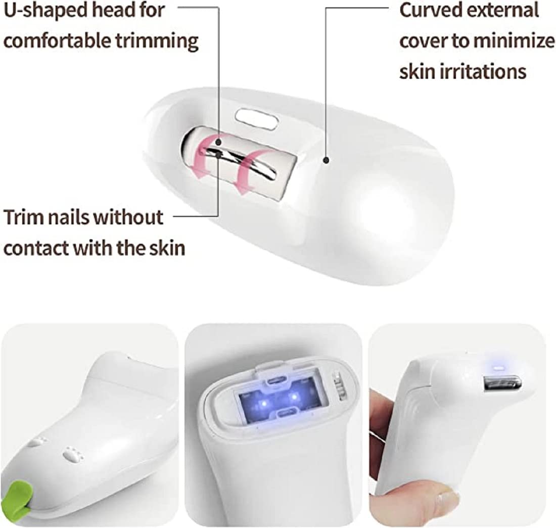 HubiBaby Baby Nail Trimmer Electric, Nail File Baby Nail Clippers, Safe 2 Speed Trimmer with Skin Guard, Rechargeable and Portable, Safe for Newborn, Infant, Toddler, and Adults (White)