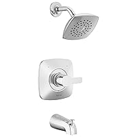 Delta Faucet Modern Single-Handle Chrome Tub and Shower Trim Kit, Shower Faucet with Single-Spray Touch-Clean Shower Head, Chrome T144339-PP (Valve Not Included)