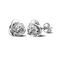 1.00 TCW Heart Shape Design Round Cut Moissanite Diamond Earring In 14K White Gold And 925 Sterling Silver/Stud Earrings For Womens Girl's