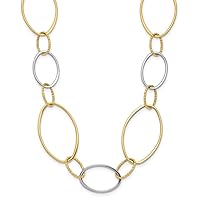 14k Two tone Gold Oval Links Necklace 24 Inch Jewelry Gifts for Women