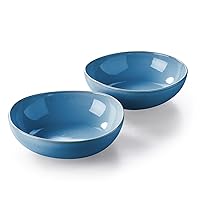 Smokey Blue Glazed Stoneware Serving Bowls, Set of 2, 6.3-inch diameter
