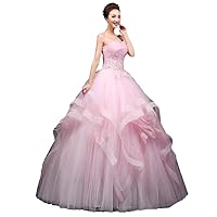 Strapless Ball Gown Prom Dress Ruffles Puffy Princess Pageant Quinceanera Dresses
