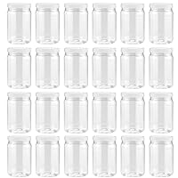 Smart Solutions Clear Plastic Mason Jars (18 oz 24 pack) | With Screw-On Airtight Lids | Refillable | No BPA | Perfect for Crafts, Herbs, Slime, Food & Liquids | Made in USA
