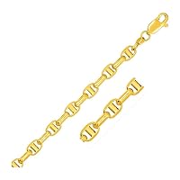 14k Solid Yellow Gold 5.00mm Shiny Anchor Chain Necklace or Bracelet for Pendants and Charms with Lobster-Claw Clasp (20