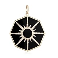 Beautiful Sun Star Black Onyx Diamond 925 Sterling Silver Charm Pendant,Gift