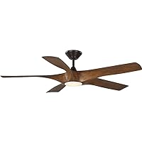 Progress Lighting Vernal Collection 60-Inch 5-Blade Woodgrain LED WiFi Transitional Indoor/Outdoor Smart DC Ceiling Fan, Large