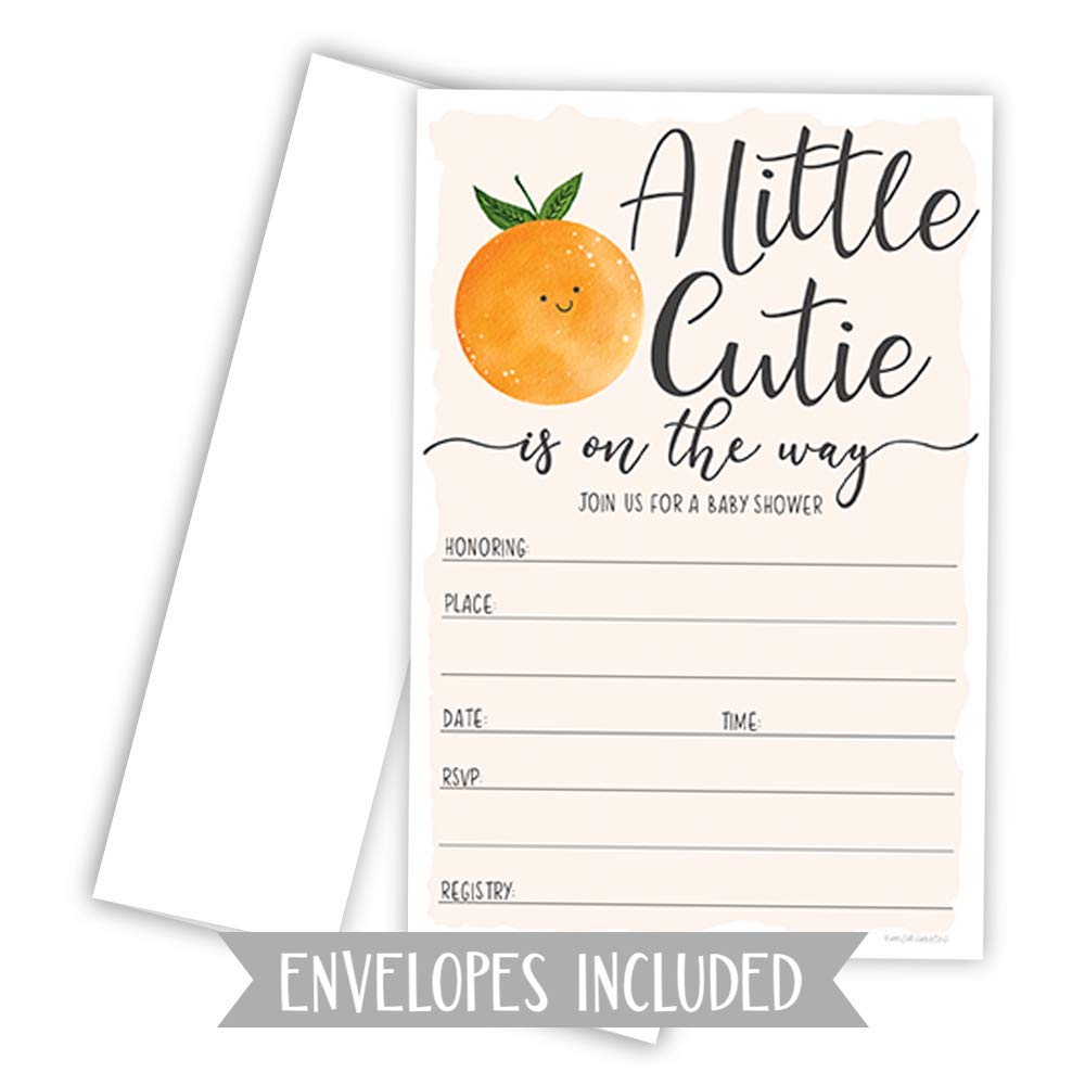 Little Cutie Baby Shower Invitations (20 Count) With Envelopes - Gender Neutral or Girl Baby Shower