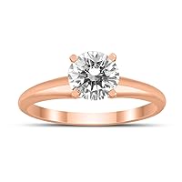 SZUL Certified 1 Carat Diamond Solitaire Ring Available in 14K White, Yellow and Rose Gold (I-J Color, I2-I3 Clarity)