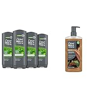Body Wash Extra Fresh 4 Count 18 oz and Sandalwood + Cardamom Oil 26 oz Bundle for Men's Skin Care