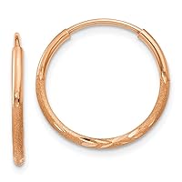 14k Rose Gold 1.25mm Sparkle Cut Endless Hoop Earrings Measures 15.5x15.75mm Wide 1.25mm Thick Jewelry for Women